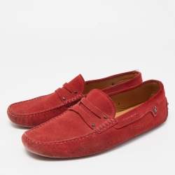 Tod's by Ferrari Red Suede Penny Loafers Size 42