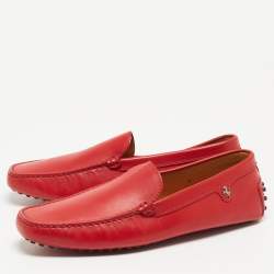 Tod's for Ferrari Red Leather Slip On Loafers Size 43