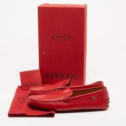 Tod's for Ferrari Red Leather Slip On Loafers Size 43