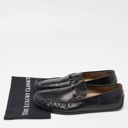 Pre Owned Tod's Black Leather Slip On Loafers Size 44