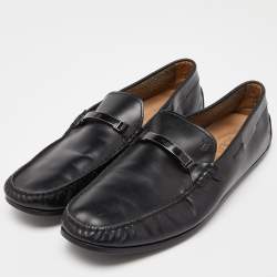 Pre Owned Tod's Black Leather Slip On Loafers Size 44