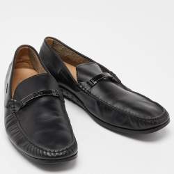 Pre Owned Tod's Black Leather Slip On Loafers Size 44