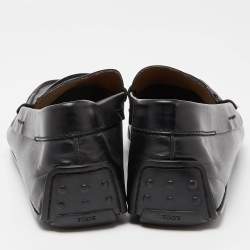 Pre Owned Tod's Black Leather Slip On Loafers Size 44