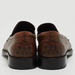 Pre Owned Tod's Brown Leather Slip On Loafers Size 41