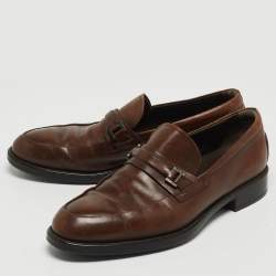 Pre Owned Tod's Brown Leather Slip On Loafers Size 41