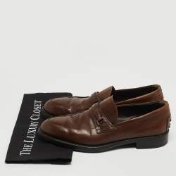Pre Owned Tod's Brown Leather Slip On Loafers Size 41