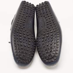 Pre Owned Tod's Two Tone Textured Leather Bow Slip On Loafers Size 42