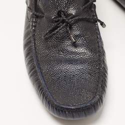 Pre Owned Tod's Two Tone Textured Leather Bow Slip On Loafers Size 42
