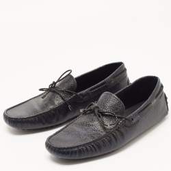 Pre Owned Tod's Two Tone Textured Leather Bow Slip On Loafers Size 42