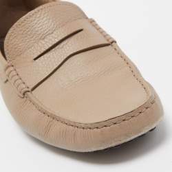Pre Owned Tod's Beige Leather Penny Loafers Size 41.5