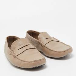 Pre Owned Tod's Beige Leather Penny Loafers Size 41.5