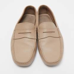 Pre Owned Tod's Beige Leather Penny Loafers Size 41.5