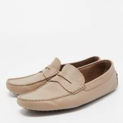 Pre Owned Tod's Beige Leather Penny Loafers Size 41.5
