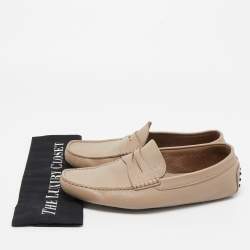 Pre Owned Tod's Beige Leather Penny Loafers Size 41.5