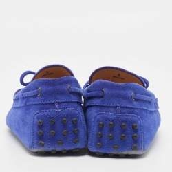Pre Owned Tod's Blue Suede Bow Slip On Loafers Size 42