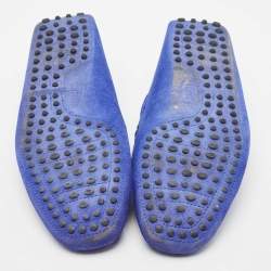 Pre Owned Tod's Blue Suede Bow Slip On Loafers Size 42