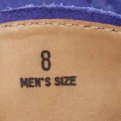 Pre Owned Tod's Blue Suede Bow Slip On Loafers Size 42