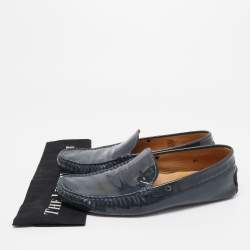 Pre Owned Tod's Green Patent Leather Slip On Loafers Size 42.5