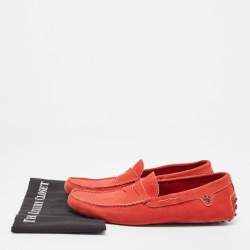 مملوكة مسبقًا Tod's By Ferrari Red Suede Penny Slip On Loafers Size 42