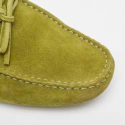 Tod's Olive Green Suede Bow Slip On Loafers Size 42