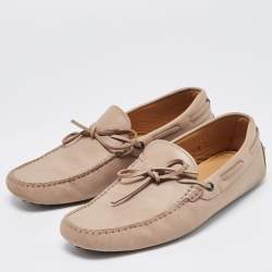 Pre Owned Tod's Beige Leather Gommino Loafers Size 42