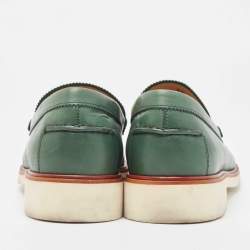 Pre Owned Tod's Olive Green Leather Penny Slip On Loafers Size 42.5