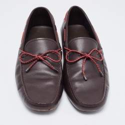 Tod's Brown Leather Bow Slip On Loafers Size 42