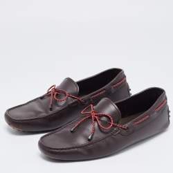 Tod's Brown Leather Bow Slip On Loafers Size 42