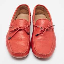 Tod's Red Leather Bow Slip On Loafers Size 44