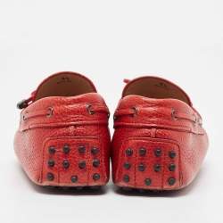 Tod's Red Leather Bow Slip On Loafers Size 44