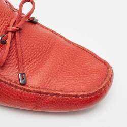 Tod's Red Leather Bow Slip On Loafers Size 44