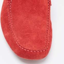 مملوكة مسبقًا Tod's For Ferrari Red Suede Slip On Loafers Size 42