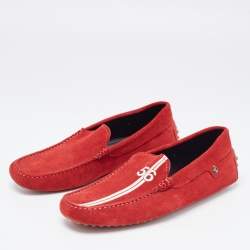 مملوكة مسبقًا Tod's For Ferrari Red Suede Slip On Loafers Size 42