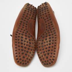Pre Owned Tod's Brown Leather Bow Slip On Loafers Size 45
