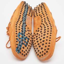 Pre Owned Tod's By Ferrari Orange Suede Leather Gommino Slip On Loafers Size 42