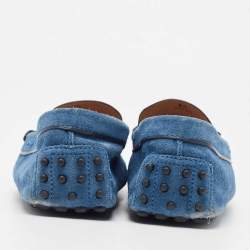 Tod's Blue Suede Buckle Slip On Loafers Size 40
