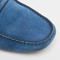 Tod's Blue Suede Buckle Slip On Loafers Size 40