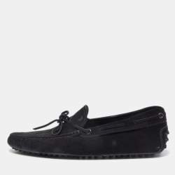 Pre Owned Tod's Black Suede Gommino Driving Loafers Size 43