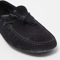 Pre Owned Tod's Black Suede Gommino Driving Loafers Size 43