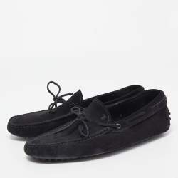 Pre Owned Tod's Black Suede Gommino Driving Loafers Size 43