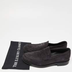 Pre Owned Tod's Dark Blue Suede Slip On Loafers Size 41  
