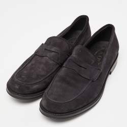 Pre Owned Tod's Dark Blue Suede Slip On Loafers Size 41  