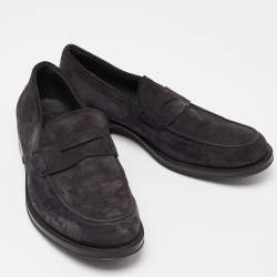 Pre Owned Tod's Dark Blue Suede Slip On Loafers Size 41  