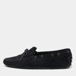 مملوكة مسبقًا Tod's Black Suede Bow Fringe Loafers Size 43