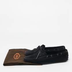 مملوكة مسبقًا Tod's Black Suede Bow Fringe Loafers Size 43
