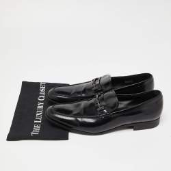 Pre Owned Tod's Black Leather Slip On Loafers Size 44.5 