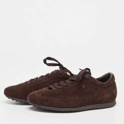 Tod's Brown Suede Lace Up Sneakers Size 39.5