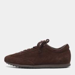 Tod's Brown Suede Lace Up Sneakers Size 39.5