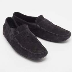 Tod's Black Suede Penny Loafers Size 39