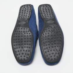 Pre Owned حذاء لوفرز تودز دريفينغ فيونكة سويدي أزرق مقاس 44